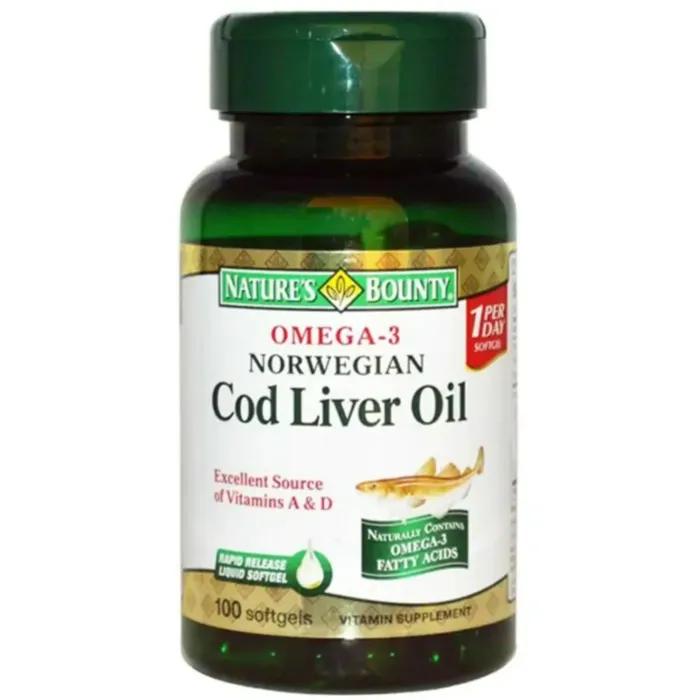 Natures Bounty Omega 3 Cod Liver Oil 100 Softgels