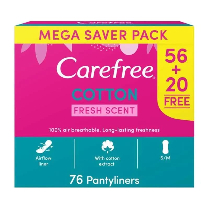 Carefree Cotton Feel Normal Fresh Scent 76 Pantyliners