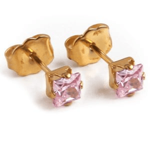 Tiny Earrs 4 Mm Pinky Square