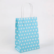 12 Mini Sky Blue Polka Dots Paper Bag