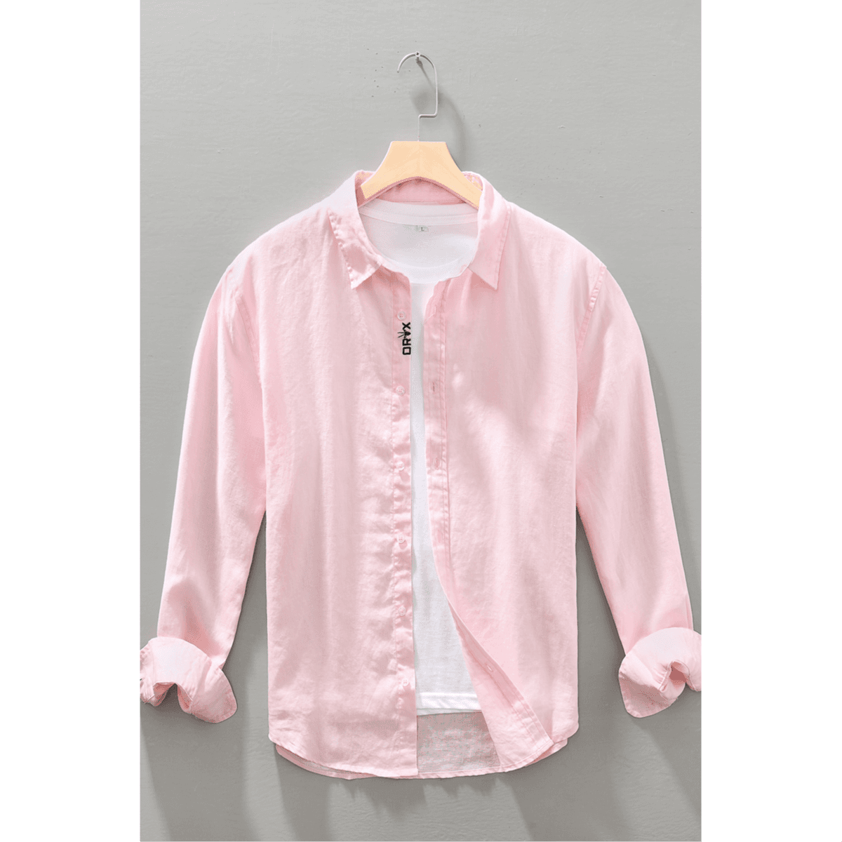 Oryx Linen Eco Friendly Shirts Long Sleeve For Men Pink Color