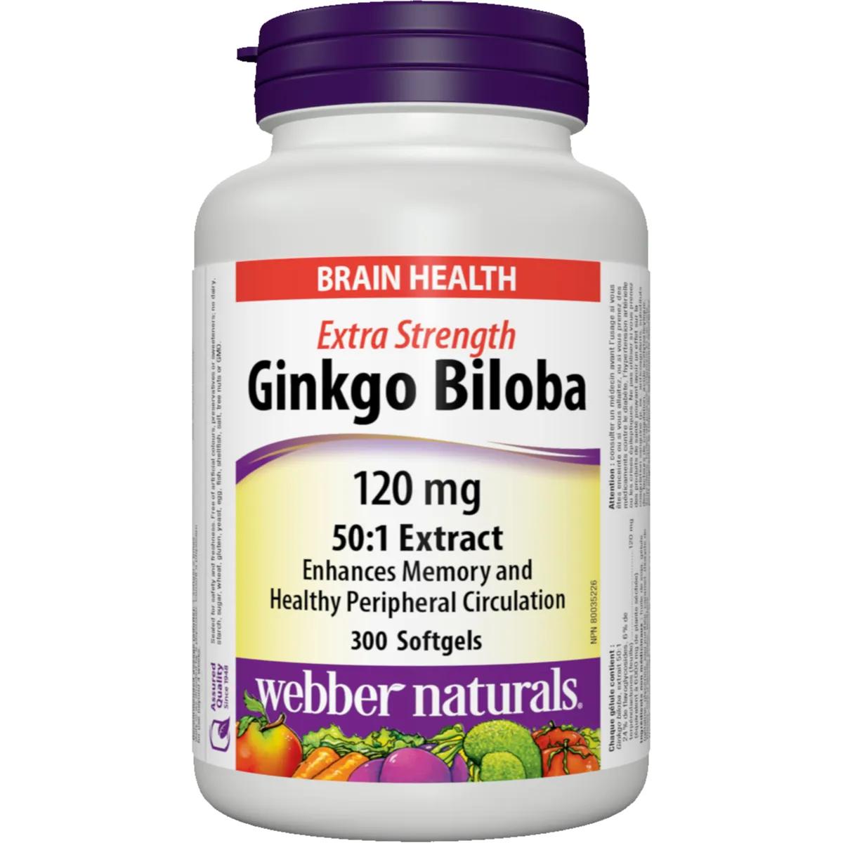 Webber Naturals Ginkgo Biloba 120mg 90 Softgels