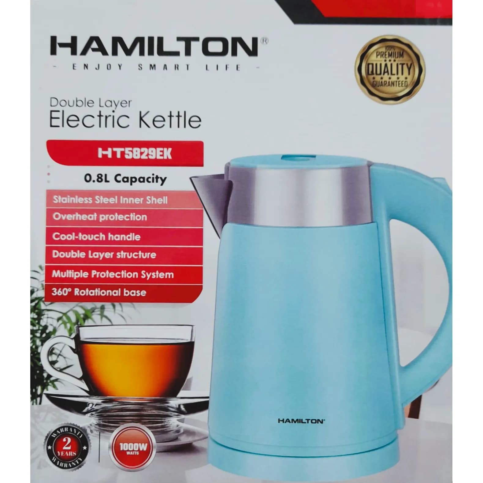 Hamilton Double Layer Electric Kettle 0.8l Ht5829ek