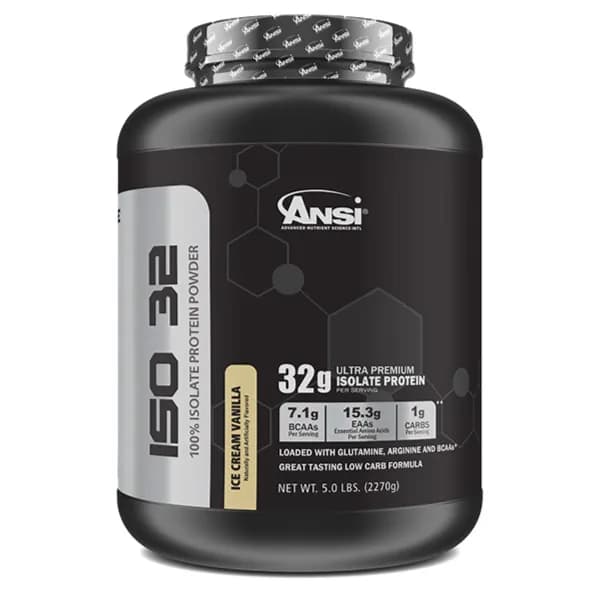 Ansi 32G Ultra Premium Isolate Whey Protein Powder Ice Cream Vanilla 5Lb