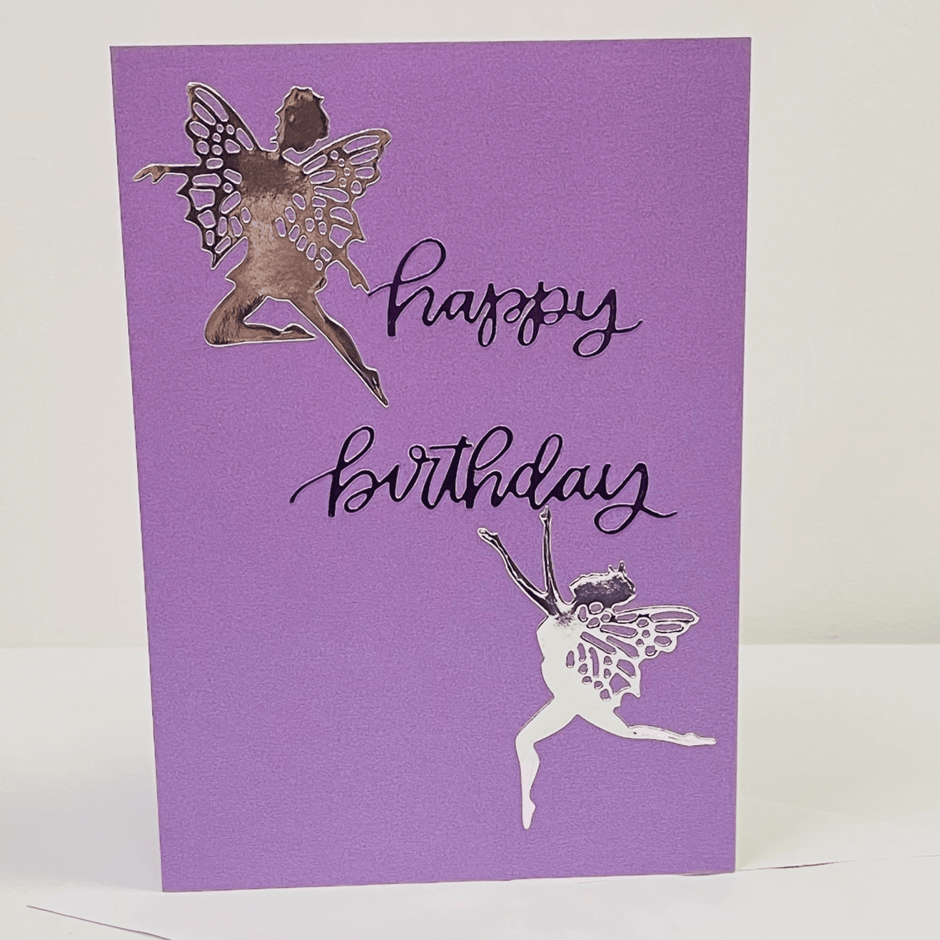 Handmade Purple Fairies Card