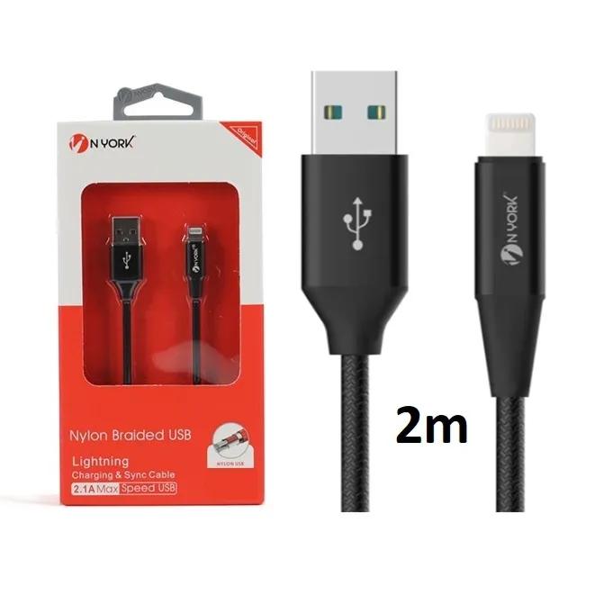 Nyork Nylon USB To Lightning Charging Cable For iPhone 2m