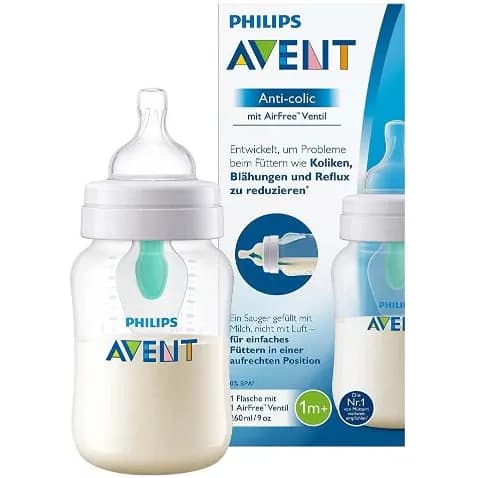 Avent Anti-colic Plastic Nursing Bottle With Airfree Vent 1+ Months 260ml Code:scf813/14