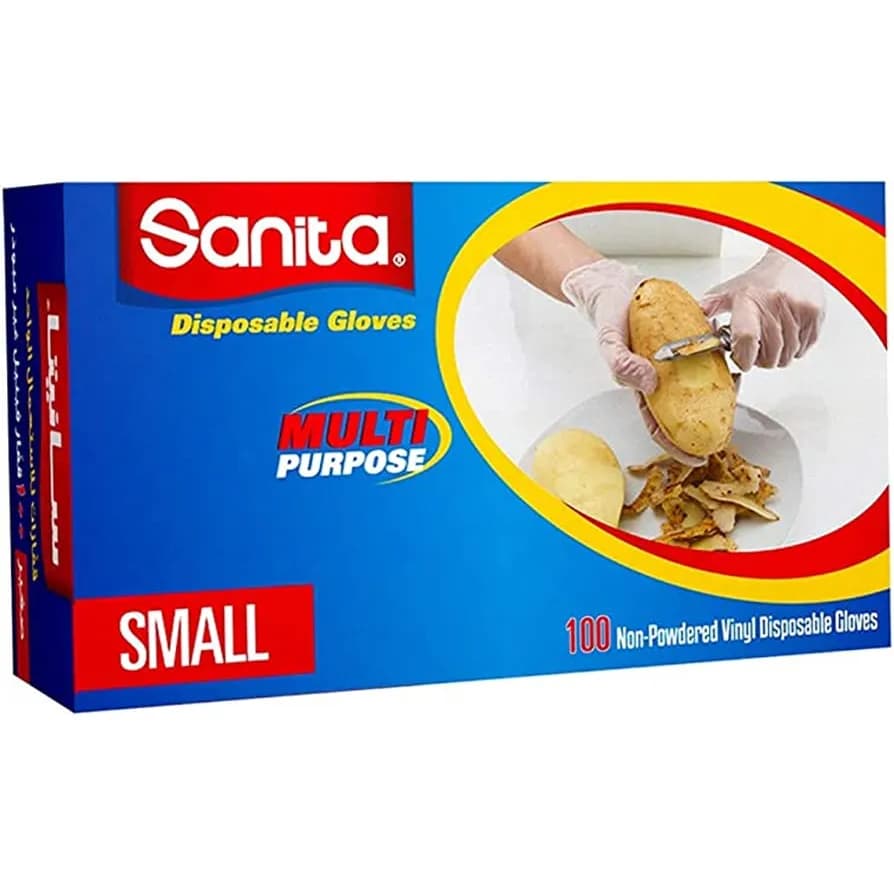 Sanita Disposable Gloves Multi Purpose Small 100 Non-powder Vinyl Disposable Gloves