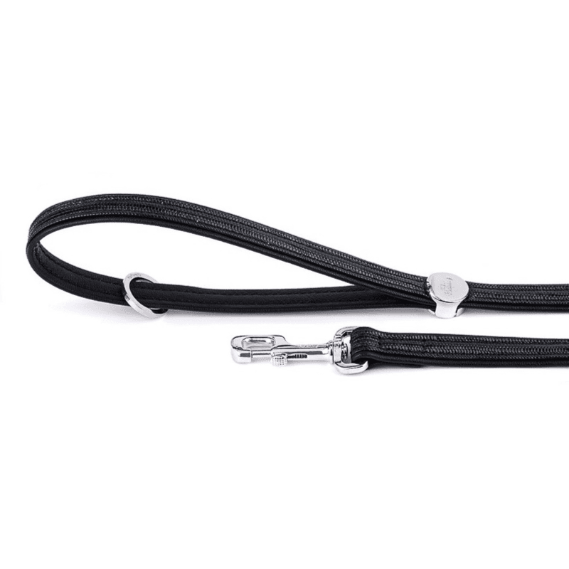 Leash Faux Leather Black W X L-1.6x110 White Bronze