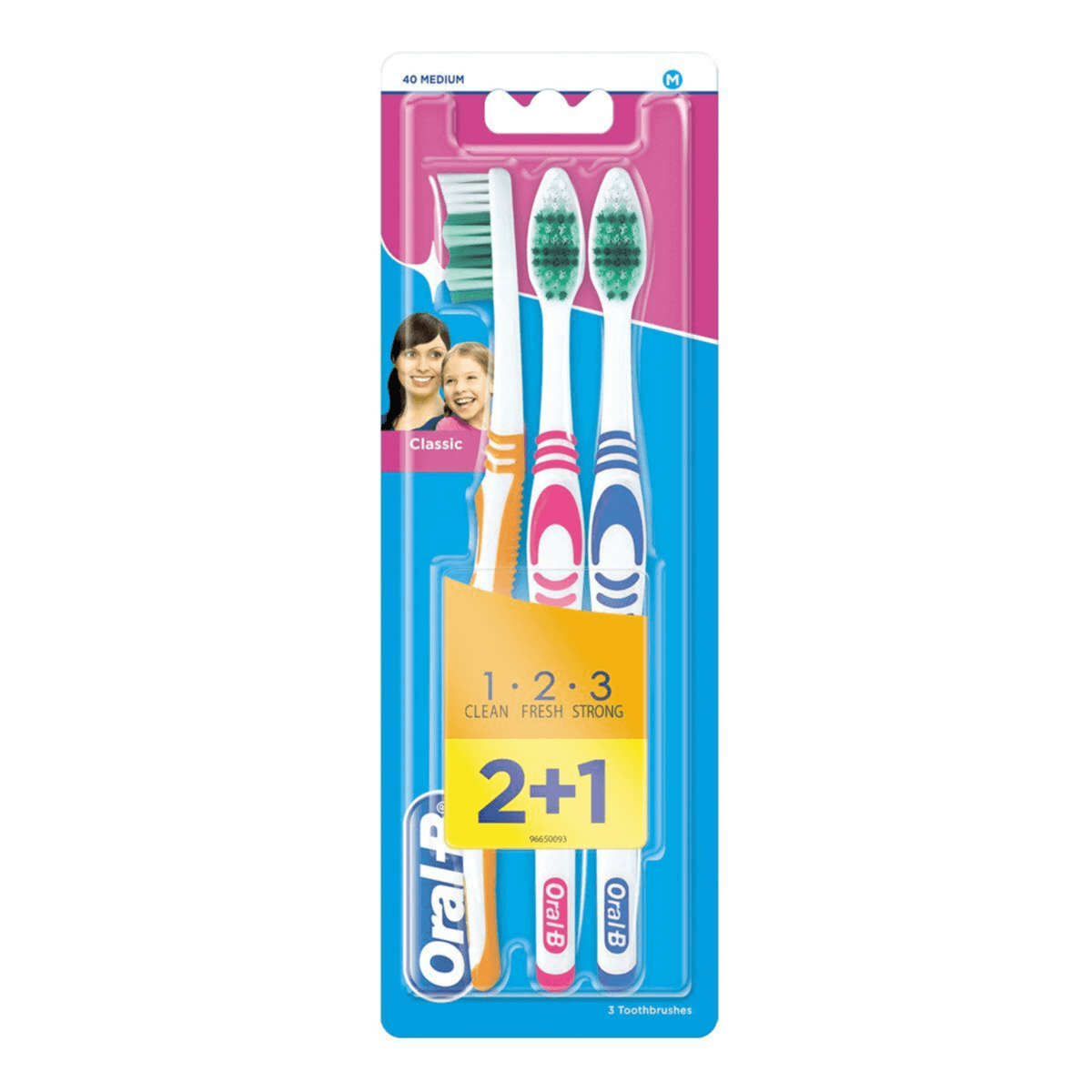 Oral B 1.2.3 Classic Tooth Brush 3's 40 Medium