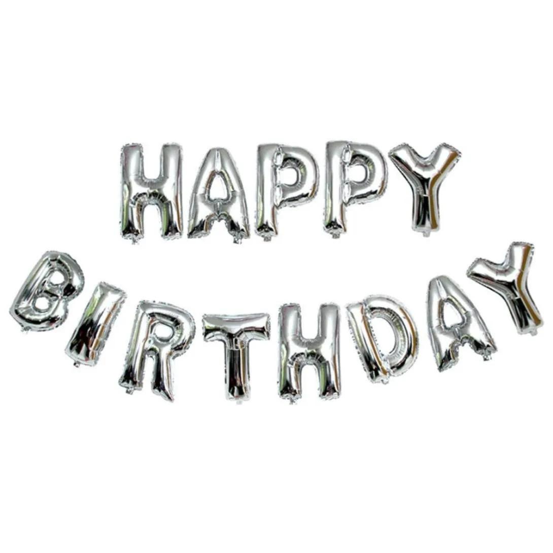 16" Foil Happy Birthday Banner Silver