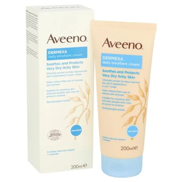 Aveeno Dermexa Daily Emollient Cream 200ml  Very Dry Itchy Skin Are Subject To Flare-ups