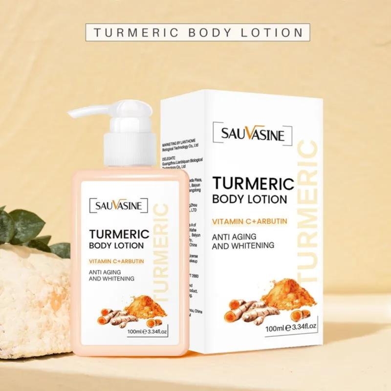 Sauvasine Turmeric Body Lotion - Body Whitening Cream Anti Aging Body Lotion Long Lasting Moisturizing Smooth Skin Lightening For Dark Skin 100Ml