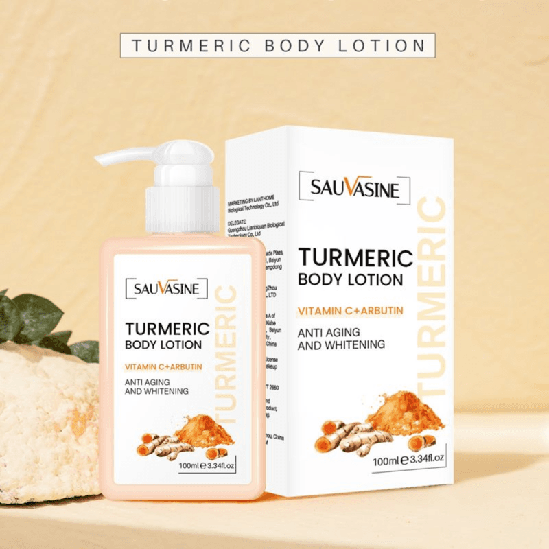 Sauvasine Turmeric Body Lotion - Body Whitening Cream Anti Aging Body Lotion Long Lasting Moisturizing Smooth Skin Lightening For Dark Skin 100Ml