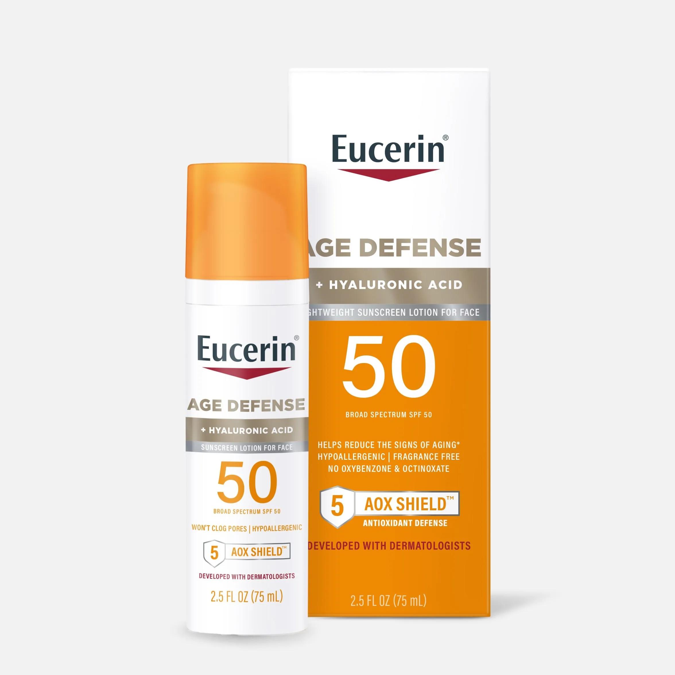 Eucerin Age Defense SPF50 Face Sunscreen Lotion With Hyaluronic Acid