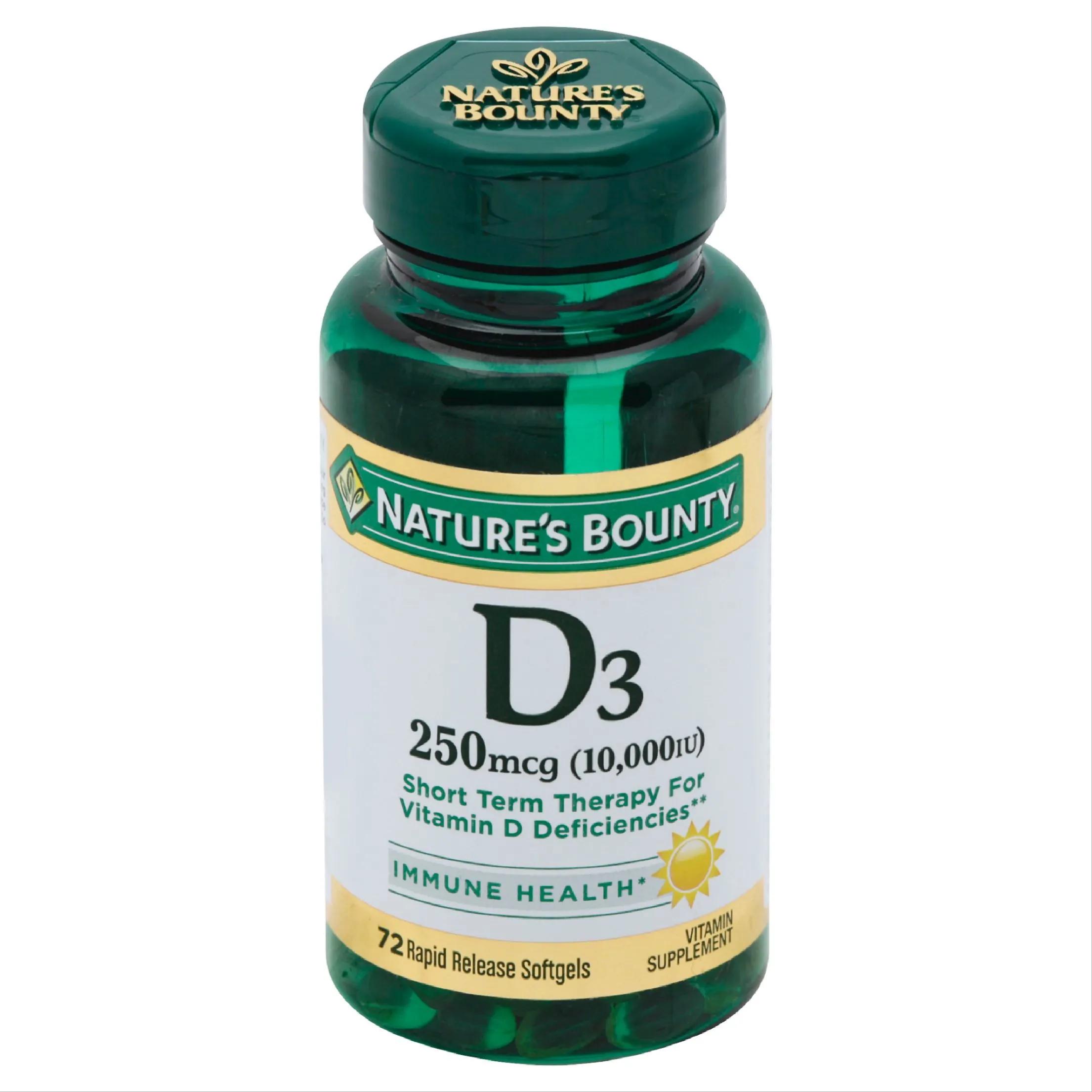 Nature Bounty Vitamin D3 250 Mcg (10,000) Softgel 72's