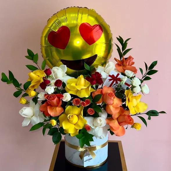 Emoji Balloon & Flower Arrangement