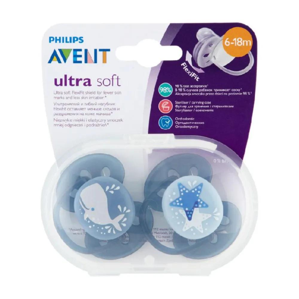 Avent Ultra Soft Boy Pacifier 6-18 months FlexiFit 2 pcs Code:SCF 223/03