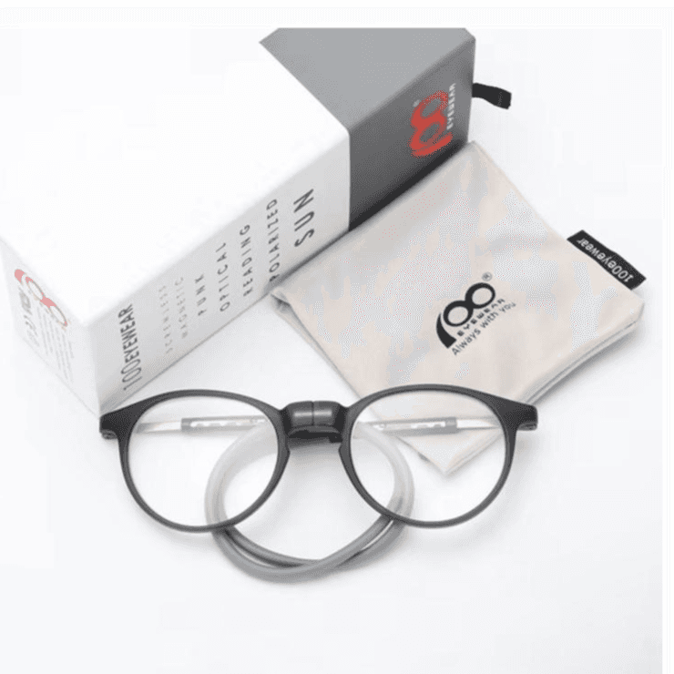 Eyewear Round Magnetic Black + Gray +2.5