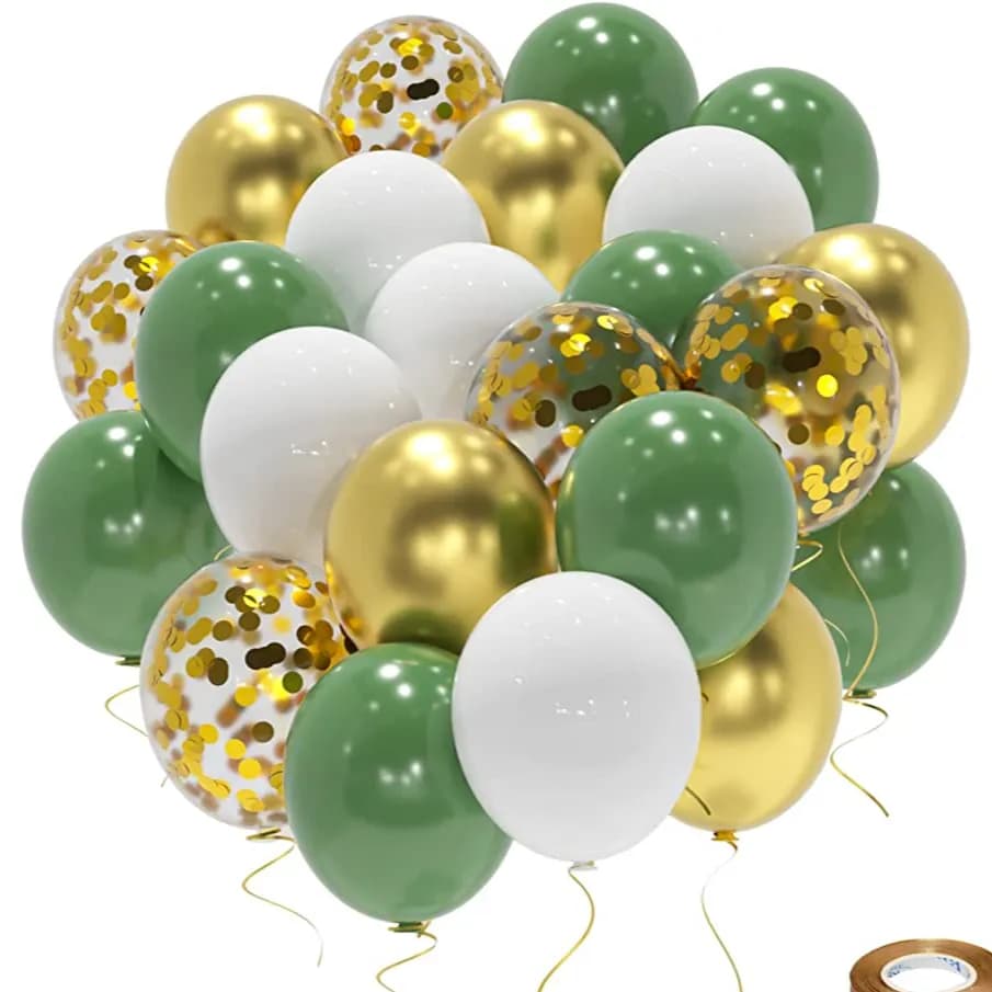 Olive Green And Gold Balloons 10 Pieces