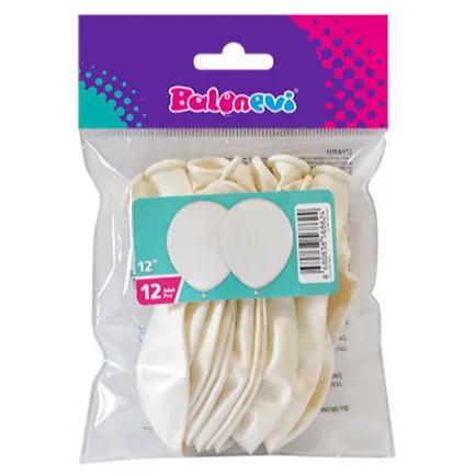 12" Metallic White Balloon 12 Pieces Per Pack