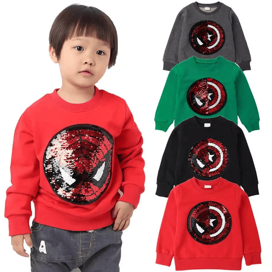 A01- Spiderman Sequin Sweater Black