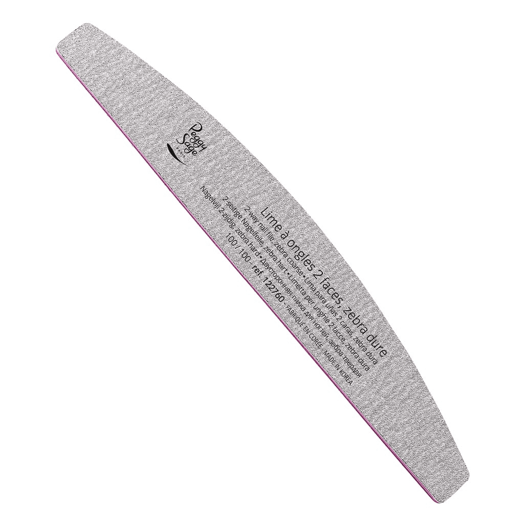 Peggy Sage 2-way Half-moon Nail File, Zebra Coarse 100/100