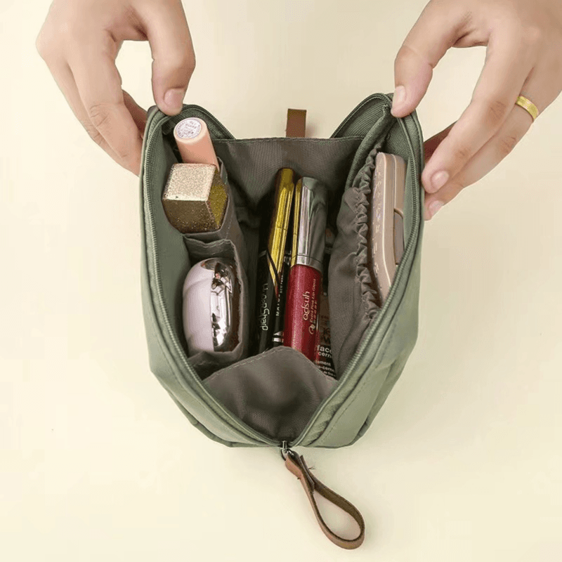 Compact Cosmetic Bag! Hard Green