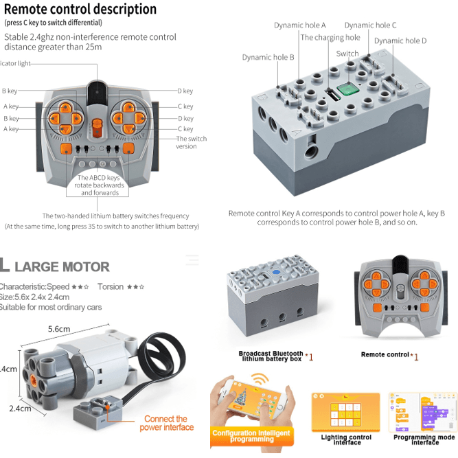 Full Movement Set (Battery + Remote Control + (L + M + XL + Servo) Motors).