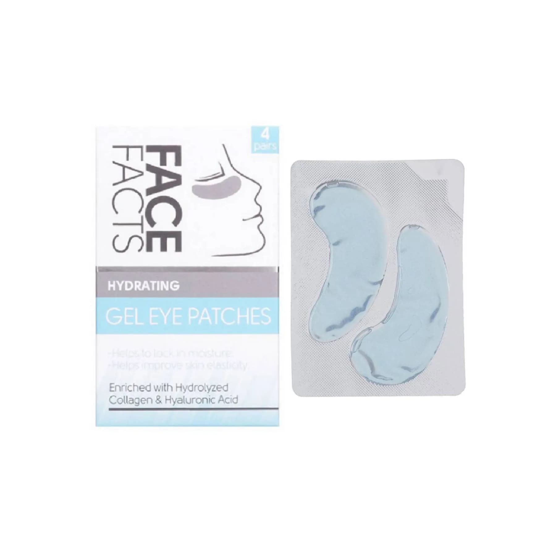 Face Facts Gel Eye Patches with Collagen And Hyaluronic Acid for hydrating 4 pairs