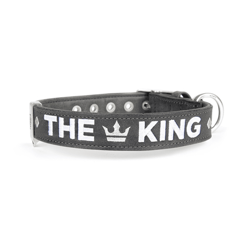 Collar Royal 2xl Faux Leather Grey Black Embroded The King W X L-49x59 White Bronze