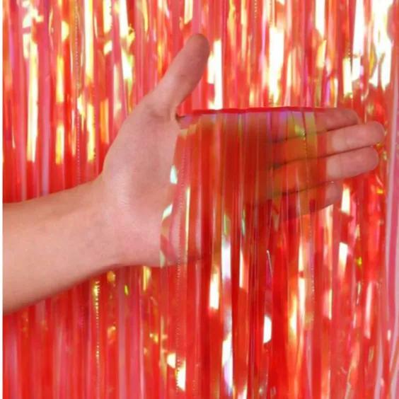 Red Plastic Wet Look Fringe Curtain