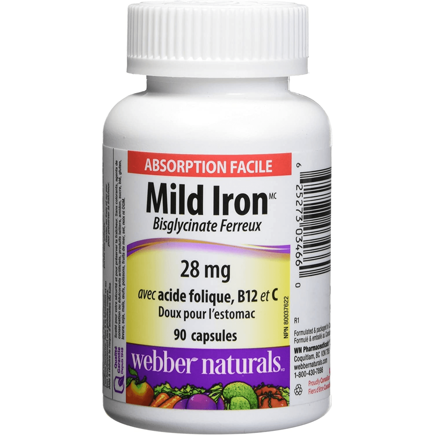 Webber Naturals Mild Iron 28mg 90 Capsules