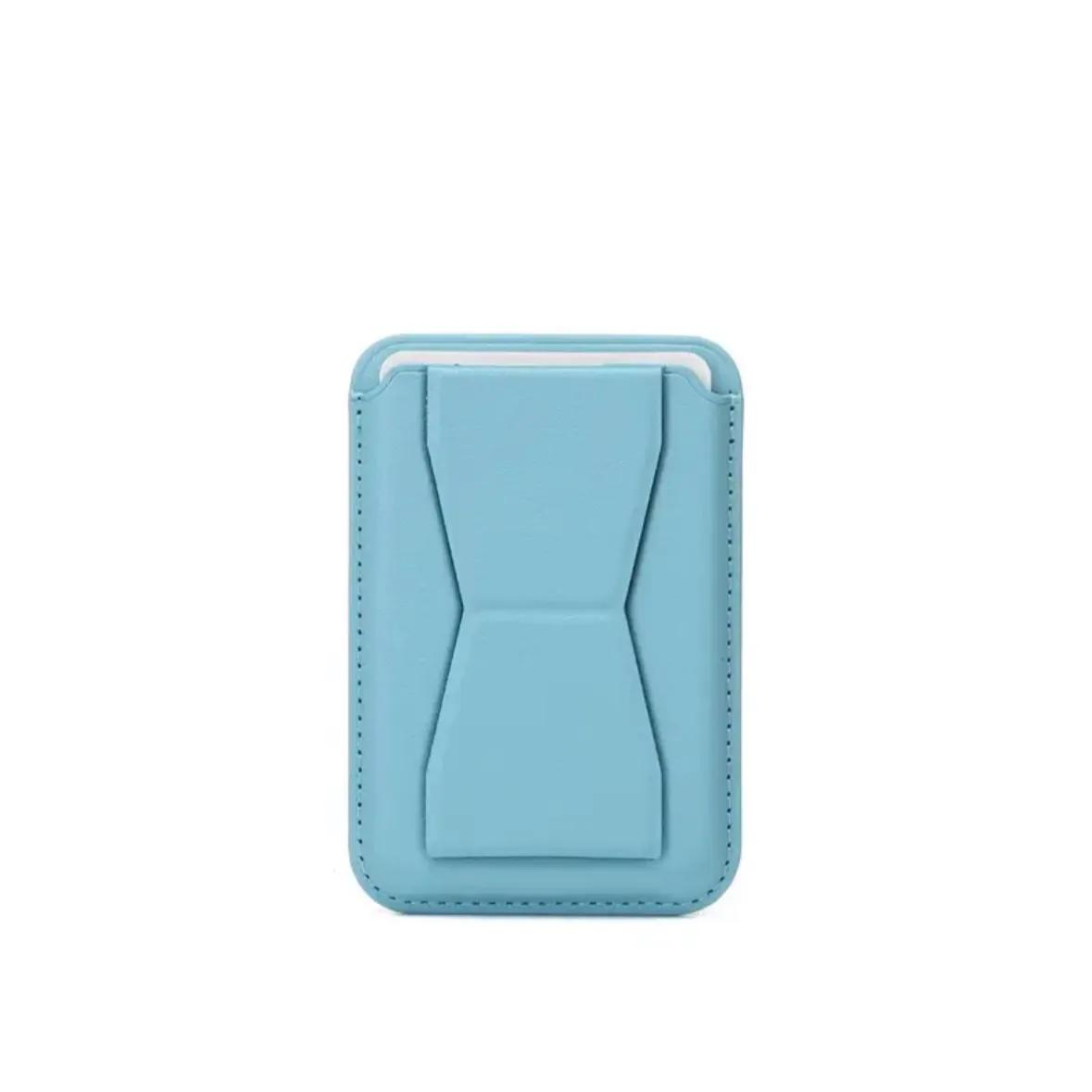 Mobile Card Holder Wallet Grip With Stand Light Blue