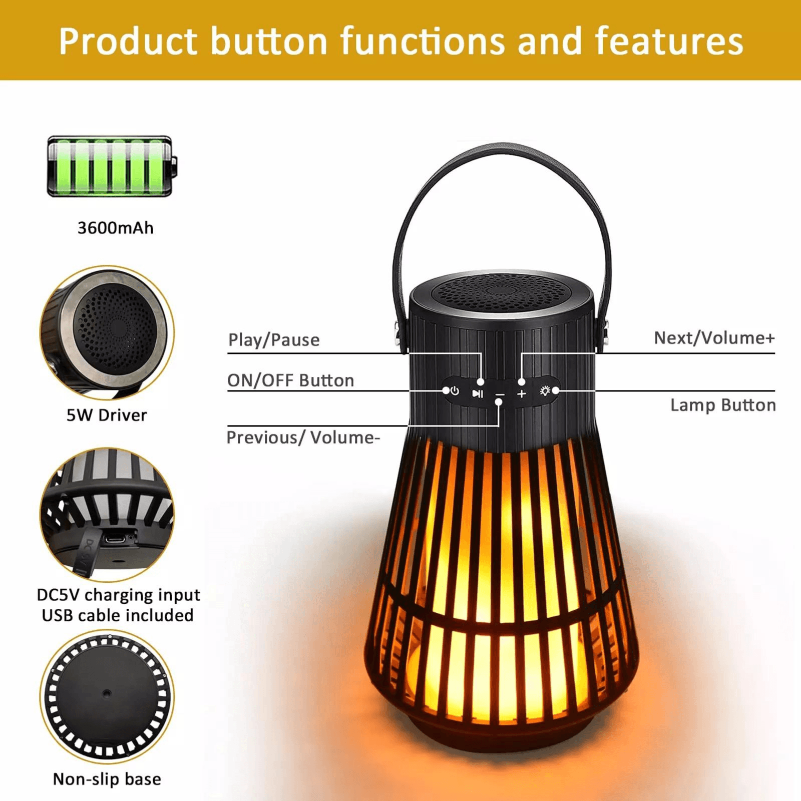 Led Flame Lamp And Speaker