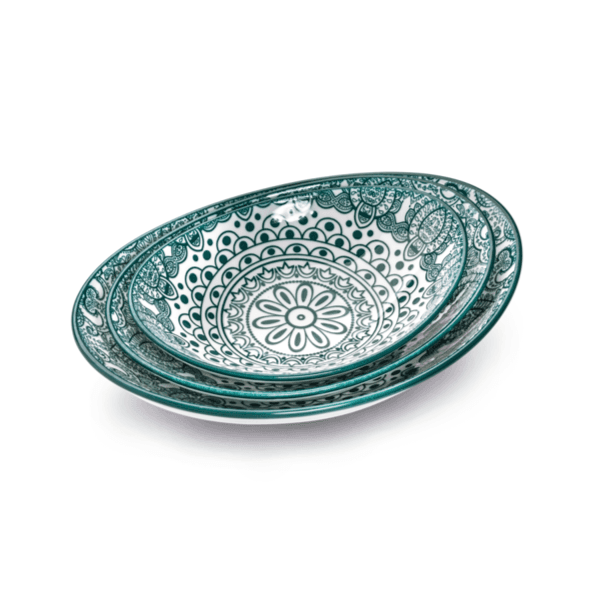 Che Brucia 6" Oval Bowl Green Arabesque/d03-066