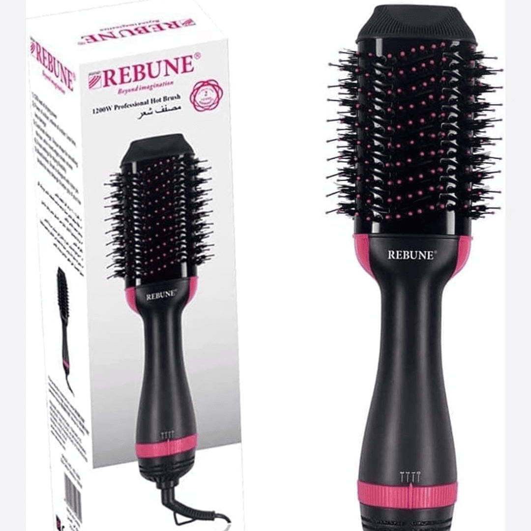 Rebune 1200w Hair Styler Hot Air Brush One Step Negative Ion Electronic Dryer Comb (Rose)