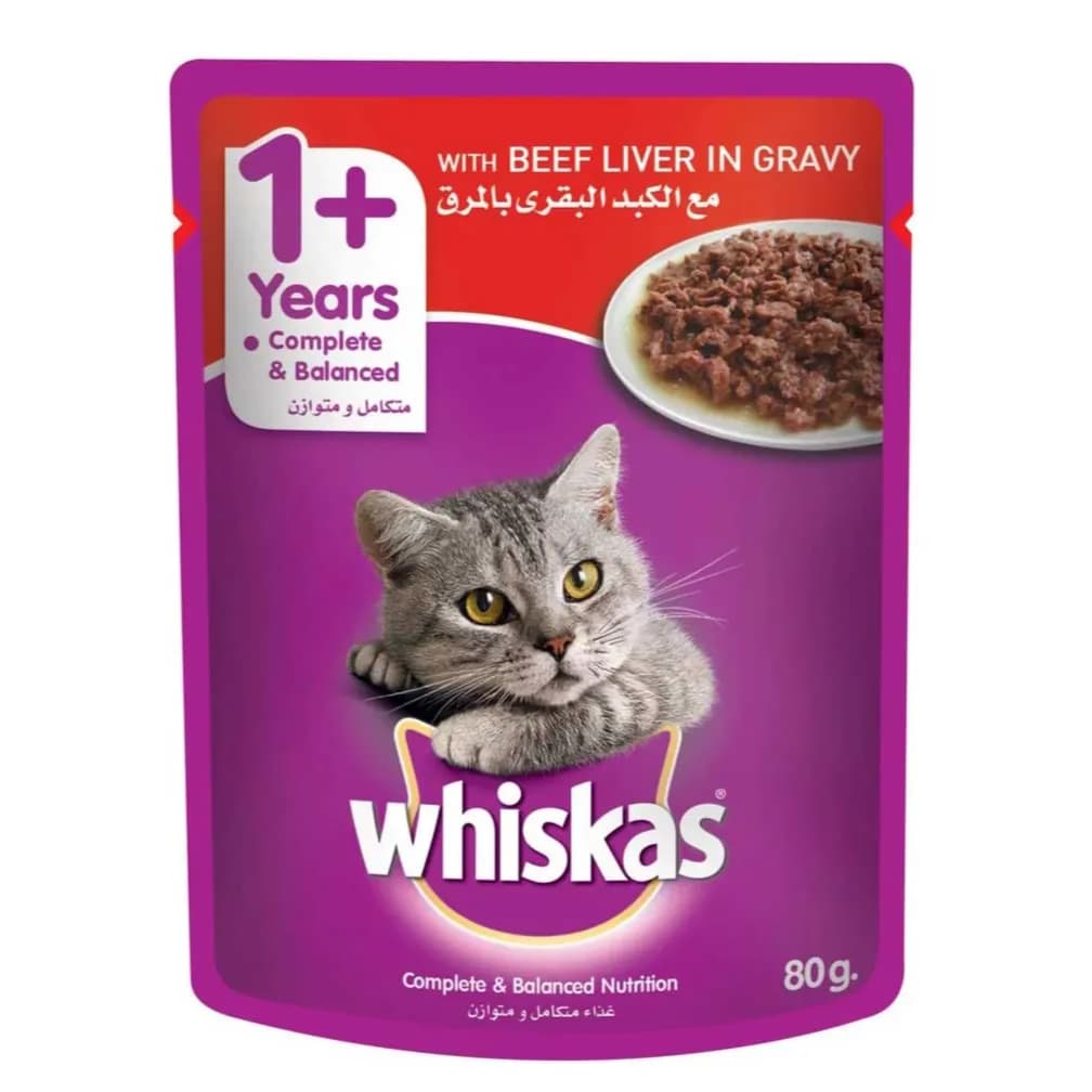 Whiskas 1+years With Beef Liver In Gravy 80gm