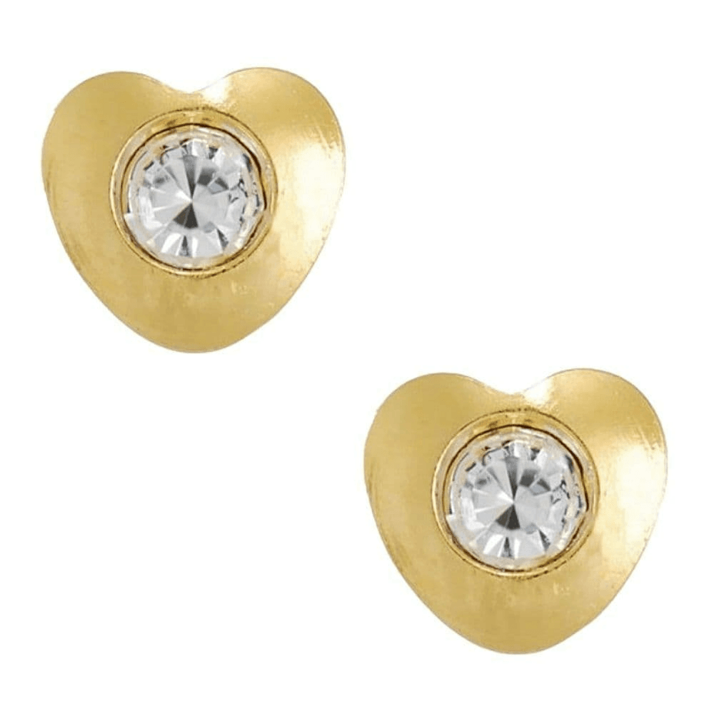 Sterilized Earrings Golden Heart With Diamond