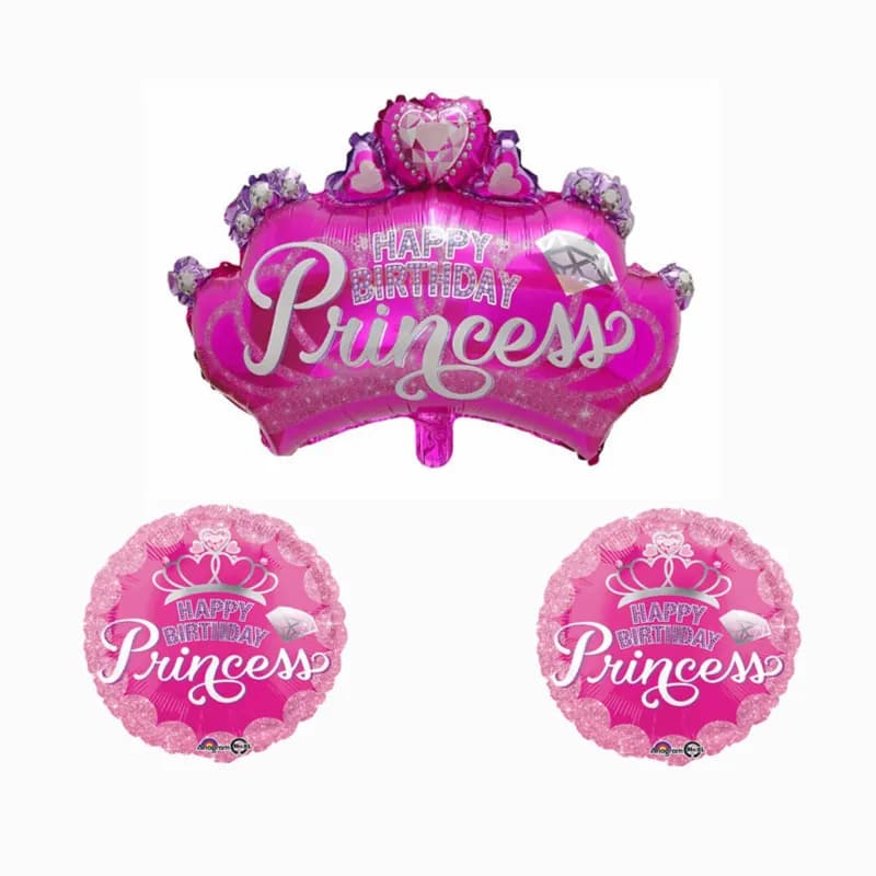 Crown Diamond Pink Princess Set Foil Balloon