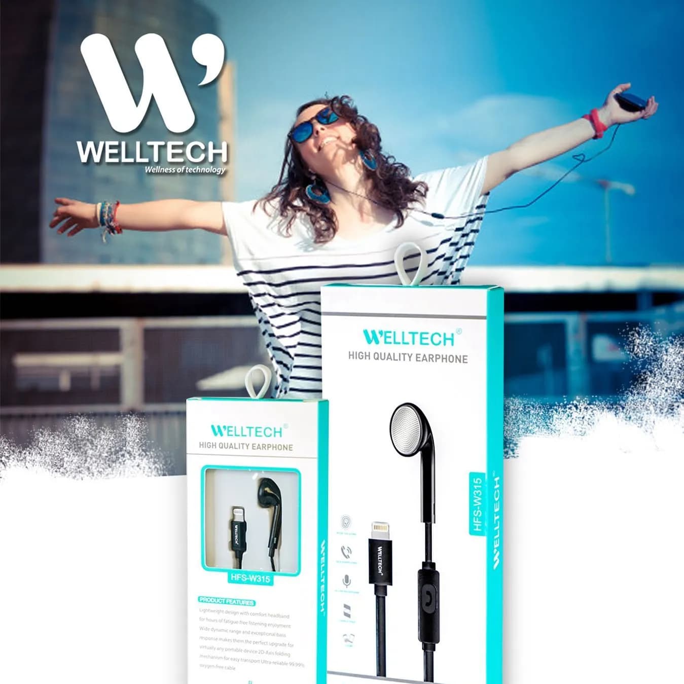 Welltech W315 Single Side Lightning Earphone