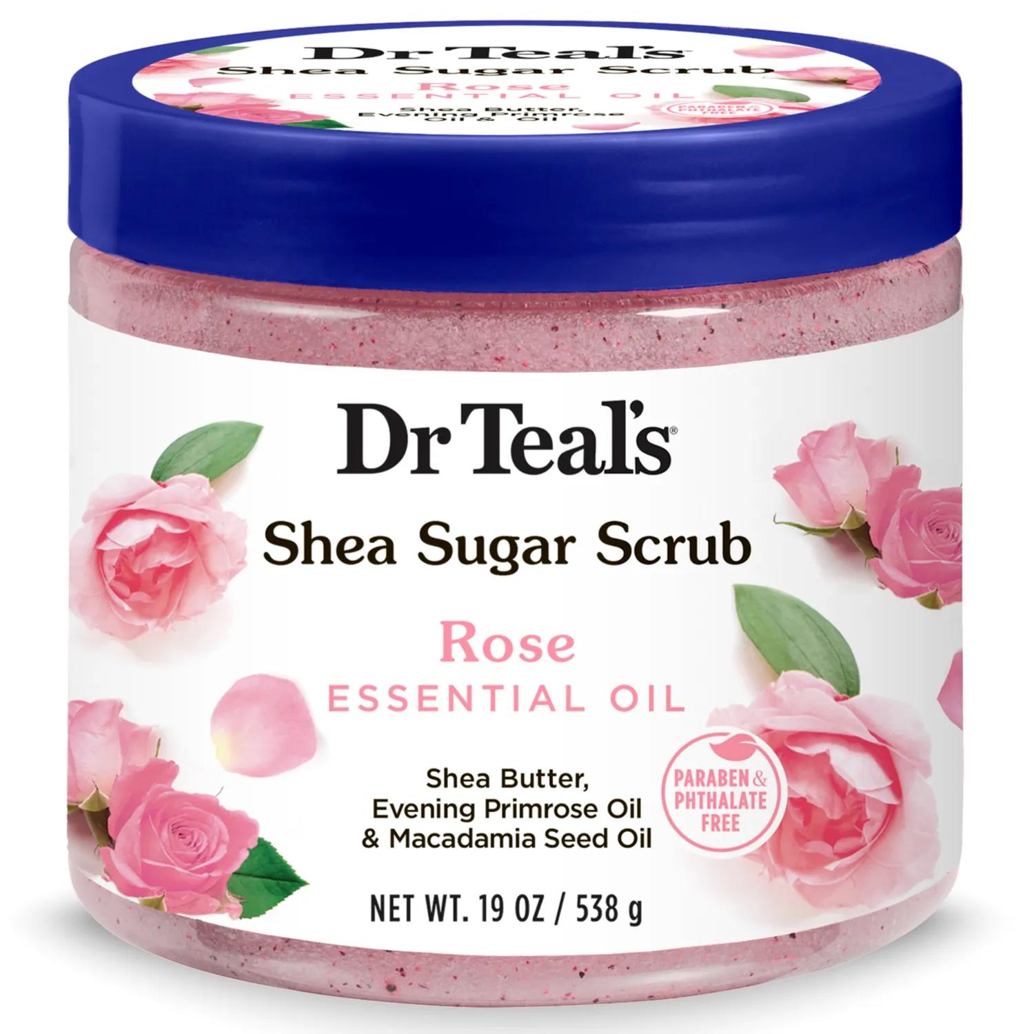 Dr Teal's Rose Shea Sugar Scrub - Rose Essential Oil 538g