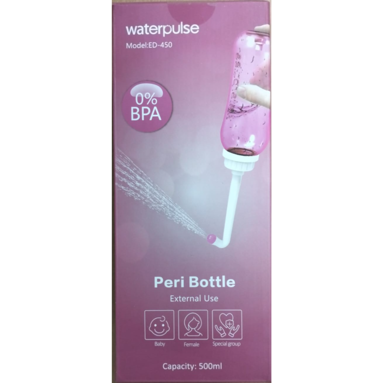 Waterpulse Peri Bottle (500ml) Portable Bidet Spray Bottle