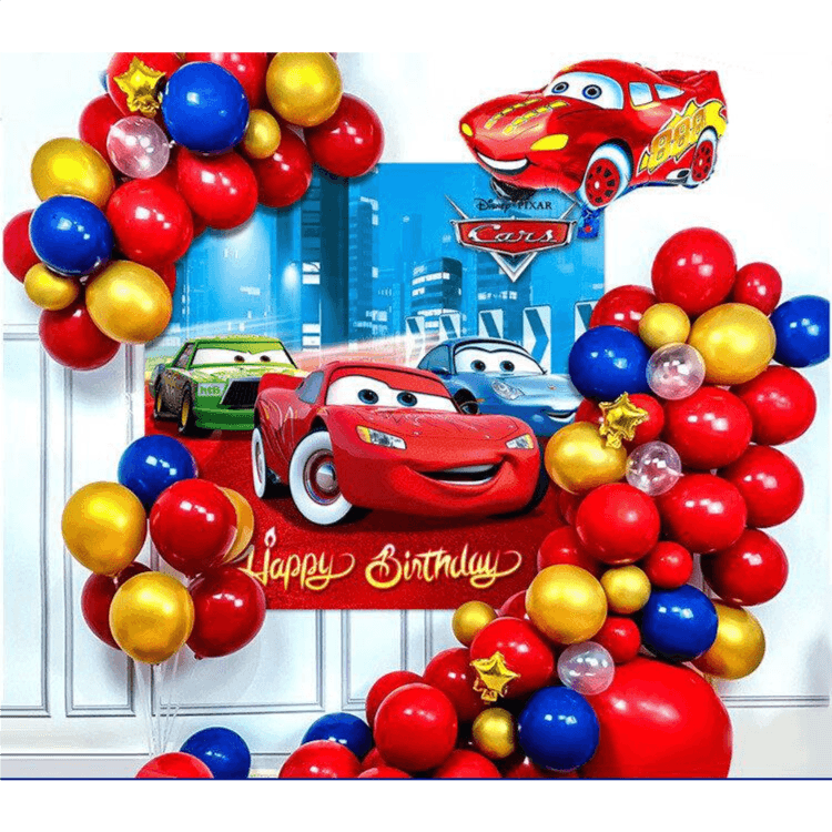Mc Queens Cars Happy birthday Banner and Balloons