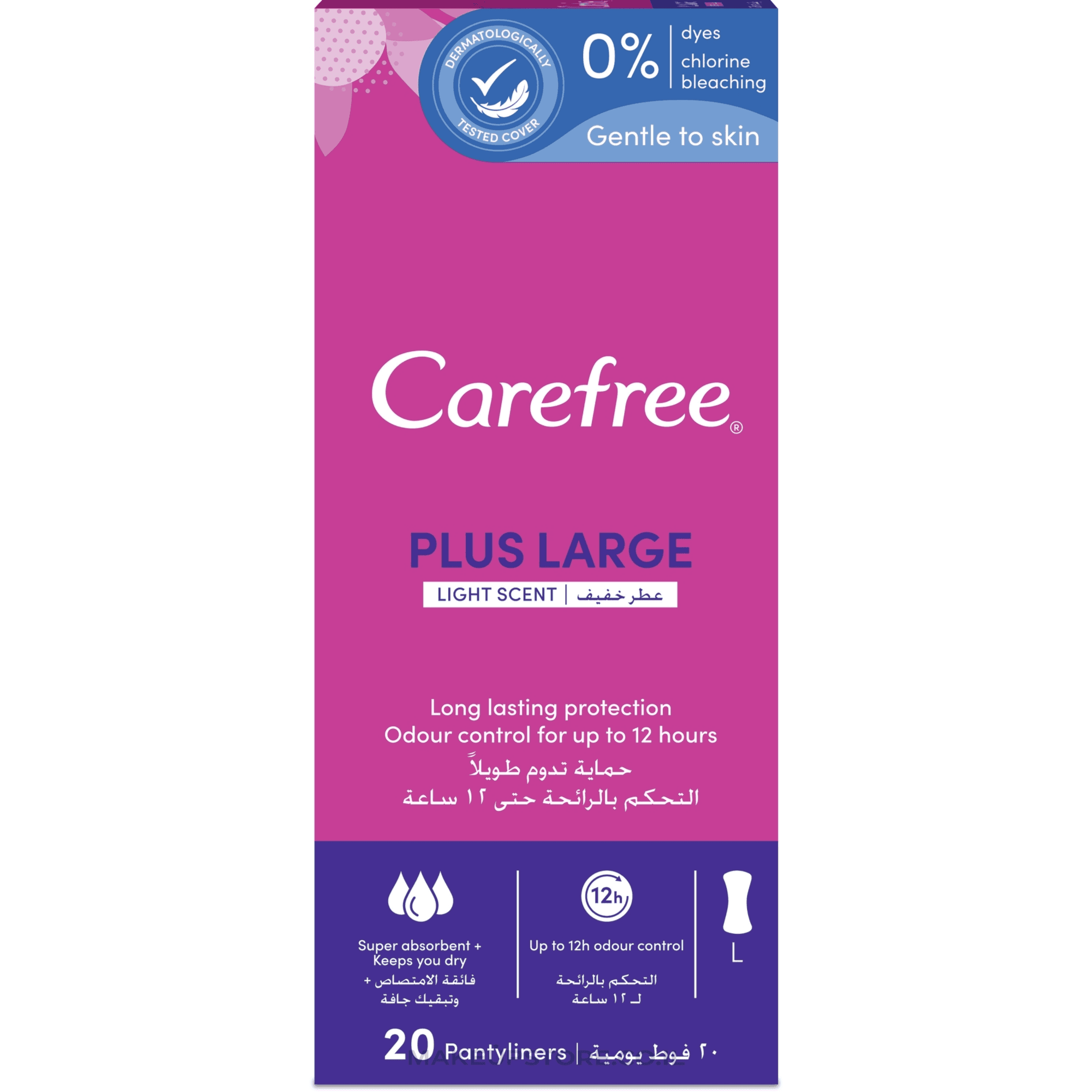 Carefree Plus Large Pantyliners Light Scent Large Size 20 Pieces