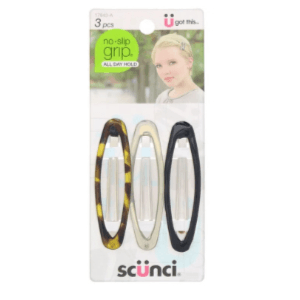 Scunci All Day Hold Oval Clip Assorted Colors 3 Pieces