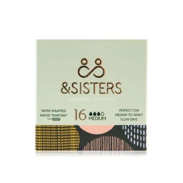 &Sisters Organic Cotton Naked Tampons - Paper Wrapped Naked Tampons- Mixed 16 Pcs