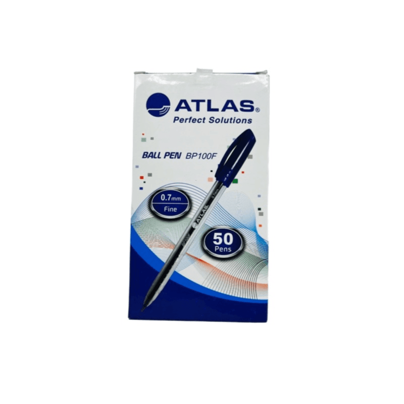 Box Of Atlas Ball Point Pen 0.7mm Fine 50 Pieces Blue Colour - 1852