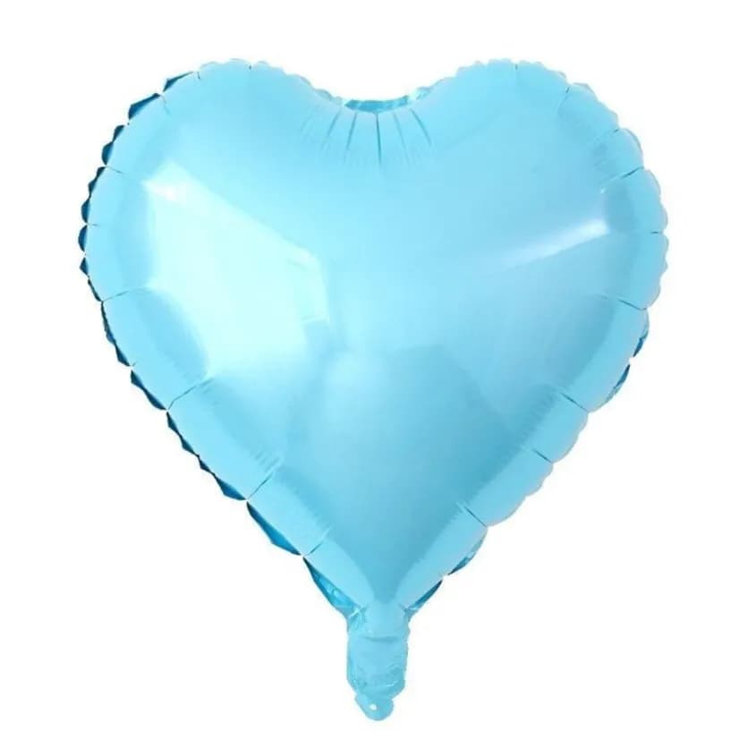 18 Heart Foil Balloon Baby Blue With Helium