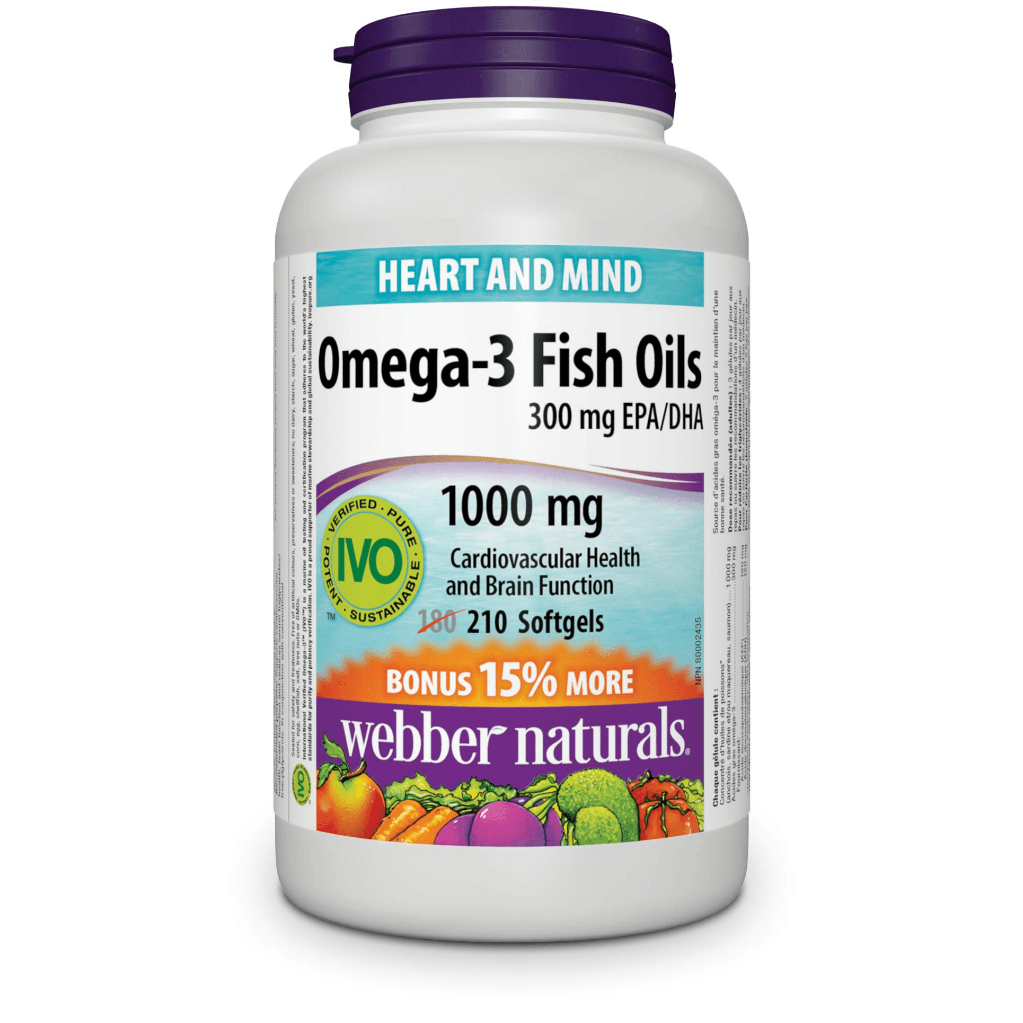 Webber Naturals Omega3 Fish Oil 1000Mg 210 Softgels